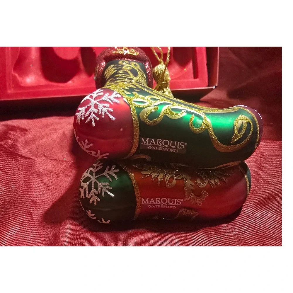Marquis by Waterford Christmas Stockings Set of 2 Glass Ornaments 155195